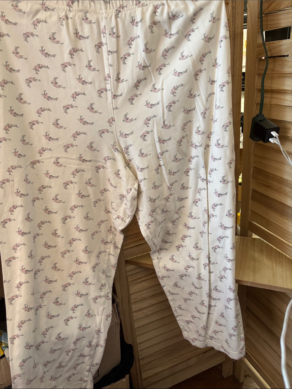 Ladies Pajama Pants with Tiny Floral Print Medium